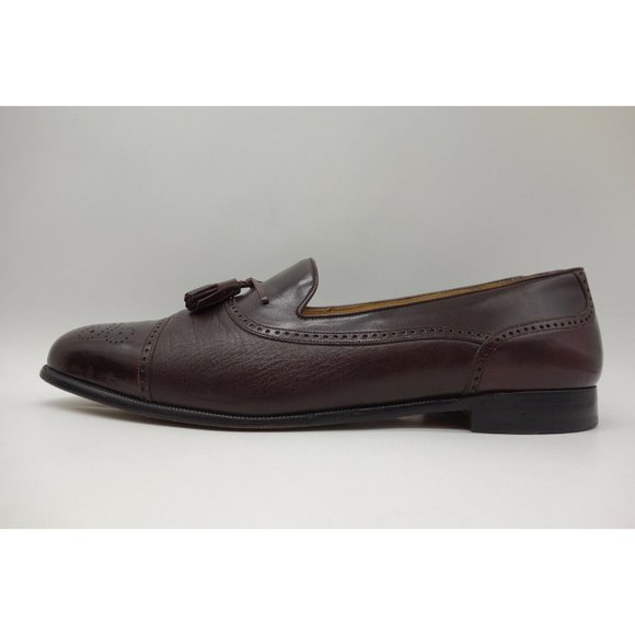 Miguel Angel Burgundy Leather Cap Toe Tassel Slip On Loafers Shoes Men\'s 13 M